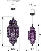 18 Inch High Large Hanging Solar Lights Outdoor Garden Decor, Decorative Waterproof Plastic Moroccan Solar Lantern Lamp, Outside Decorations for Patio Yard Porch Decor, Gardening Gifts for Women Mom