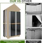 Wood & Metal Outdoor Storage Cabinet with Waterproof Roof, Garden Tool Shed with 6 T-Hinge, 4 Reinforced feet with Metal Brackets and 6 Adjustable feet, 3 Removable Shelves, 13.2X 31x 67IN