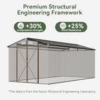 Aoxun 8x15FT Shed Outdoor Metal Storage Shed with Galvanized Steel, All Weather Garden Shed with Sloped Roof & Lockable Double-Hinged Door for Garden, Backyard, Patio (Brown)