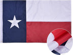 Texas State Flag 3x5 Ft, Deluxe Embroidered Heavy Duty Polyester Durable TX Flag with Sewn Stripes and Brass Grommets for Indoor/Outdoor Use