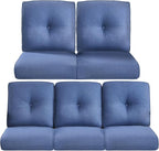 Pop 22x25/22x24 Outdoor Cushions for Patio 5 Piece Set - Set of 5 Water-Resistant Replacement Cushion for Wicker Rocking Swivel Chairs Loveseat Couch Sectional Sofa - Navy Blue/Button