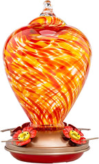 Muse Garden Hummingbird Feeders for Outdoors Hanging, Blown Glass Hummingbird Feeder, Hummingbird Gifts for Mom, Garden Backyard Decor for Outside, Unique Gifts Idea for Women, 34OZ, Daylight