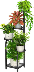 TOSKING 5 Tier Tall Plant Stand Indoor Outdoor, Heavy Duty Corner Shelf for Plants & Decor, Space Saving 3.9FT Metal Flower Pot Stand for Balcony, Garden, Living Room, Patio (Black, 47in)