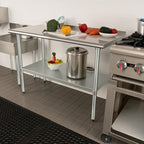 HARDURA Stainless Steel Prep & Work Table 30 x 48 Inches NSF Heavy Duty Commercial with Undershelf and Backsplash, Galvanized Legs for Commercial Food Prep