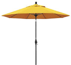 California Umbrella 9' Round Aluminum Pole Fiberglass Rib Market Umbrella, Crank Lift, Collar Tilt, Black Pole, Sunbrella Spectrum Mist
