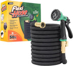 Flexi Hose Lightweight Garden Hose, 50FT - Expandable Hose with 8 Function Nozzle, No-Kink Flexibility, 3/4 Inch Solid Brass Fittings and Double Latex Core