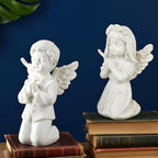 White Kneeling Praying Angel Statues, Handmade Resin Craft Home Decor, Indoor & Outdoor Angel Ornaments, Wedding Table Decor, Ideal Blessing Gift for Parents and Friends