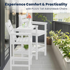 Tall Adirondack Chairs Set of 2, All Weather HDPE Poly Bar Height Balcony Adirondack Chair with Removable Double Connecting Trays, Outdoor Adirondack Barstools for Deck, Patio, Yard, Pool, Lawn