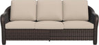 Vista Vibe 78" Patio Wicker 3-seat Sofa, Deep Seat Loveseat, Outdoor All-Weather Rattan Couch with Removable Cushions, Steel Frame Couch for Garden, Poolside (Beige)