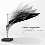 PURPLE LEAF 11ft Patio Umbrella With Base Solar powered LED Cantilever Umbrella with LED lights Windproof Outdoor Offset Umbrella for Garden Deck Pool Patio, Navy Blue