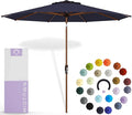 Midtown Umbrellas Wooden 2-8 Feet Outdoor Patio Umbrella, Terylast Navy Blue Fabric, Aluminum Frame For Backyard Umbrella, Deck Umbrella, Garden Umbrella & Pool Umbrella - Wooden Pole