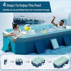 Foldable Pool, Non-Inflatable Swimming Pool for Kids, Adults and Pets, Large Portable Kids Pool for Outdoor Backyard Garden, 116" × 65" × 22"