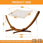 Lazy Daze Hammocks 12 FT Double Quilted Fabric Hammock and 13 FT Brown Wood Arc Stand, with Spreader Bar, Removable Pillow, 2 Person Hammock for Outdoor Patio Poolside, 450 lb Capacity, Brown