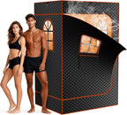 NAIZEA 2 Person Sauna Box, Portable Steam Sauna, Portable Saunas for Home Spa with 3L 1200W Steamer, Remote Control, 2 Folding Chair,1 or 2 Person Full Body Saunas Tent for Relaxation, 3.9'x2.9'x5.9'