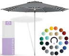 Midtown Umbrellas Push Pop Sunbrella Umbrella 9 Feet Outdoor Umbrella in Black & White Acrylic - Patio Umbrella, Backyard Umbrella, Garden Umbrella, Picnic Table Umbrella & Pool Umbrella - Black Pole