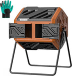 THEGROW'ING Updated 43 Gallon Compost Bin Outdoor, Fast Assemble Tumbling Composter, Dual Chamber Composter Tumbler, Rotating Compost Bin for Outside, Backyard, Garden and Yard, Orange