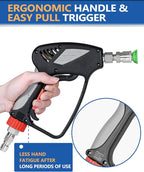 TOOLCY Pressure Washer Short Gun with Stainless Swivel & QC, 304 Stainless Steel 3/8" Plug & 1/4" Quick Connect, Commercial Grade, Max 5000 PSI / 10.5 GPM, Premium Power Washer Gun for Car Detailing