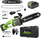Mini Chainsaw 12inch, Chainsaw Cordless w Automatic Oiler, Handheld Electric Power Chain Saw w Security Lock, Brushless Motor,Chainsaws for Wood/Trees Trimming (Green - 1 battery, 12 INch)