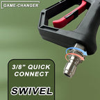 Short Pressure Washer Gun with Swivel, 1/4" Automatic Quick Connector Power Washer Handle with 3/8" Swivel Male Plug Coupler, Addition M22-14mm Adapter