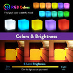 Mr.Go 14-Inch Color Changing LED Cube Light Stool, Glow Cube Seat for Kids, Modern LED Light Side Table, 16 RGB Colors LED Mood Lighting, Ideal for Home Garden Patio Bar Pool Party Decorative Lighting