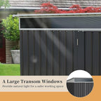 Vongrasig 6x4 FT Outdoor Storage Shed, Metal Garden Shed Clearance with Window and Lockable Door, All-Weather Sloping Roof Tool Shed for Backyard, Patio, Dark Gray