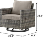 Outdoor Patio Swivel Rocker Chairs - Single Wicker Patio Swivel Rocking Chair with Waterproof Wicker,Comfortable Cushions and Sturdy Metal Frame for Outside Porch Deck Backyard(Mixed Grey/Grey/1PC)