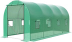 15X7x7 Ft Walk-in Tunnel Greenhouse for Outdoor Gardening - Heavy Duty Galvanized Steel Hoop House with Green PE Cover, Roll-Up Zipper Door & 8 Vent Windows, Garden Plant Protection for Winter Use