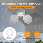 UME 2-Packs 2500 Lumen 32 Watt 28 LED Dual-Head Floodlight Outdoor, Full Metal Design, Waterproof Exterior Security Wall Light for Patio, Garden, Yard-White