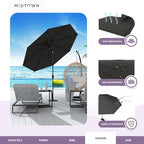 Midtown Umbrellas Sunbrella Umbrella 10 Feet Large Outdoor Umbrella With Sunbrella Black Acrylic Fabric - Auto-Tilt Aluminum Frame Large Patio Umbrella For Backyard, Deck, Garden, Pool - Black Pole
