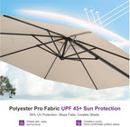 PURPLE LEAF 11 Feet Patio Umbrella with Base Outdoor Cantilever Round Umbrella Aluminum Offset Umbrella with 360-degree Rotation for Garden Deck Pool Patio, Beige