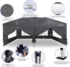 OASISHOME Pop-up Gazebo Canopy Tent 10'x20' with 6 Removable Sidewalls, Windows, Stakes, Ropes, Carry Bag,Suitable for Patio, Outdoor, Wedding Parties&Commercial Events (Grey (NOT Black), 10X20)