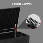 320 Gallon Waterproof Large Resin Deck Box Indoor/Outdoor Lockable Storage Container and Seating for Garden, Pool, and Patio (320 Gallon, Black)
