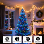 Vigdur 2 Pack 13ft 50 Count Outdoor String Lights on Blue Wire Cord, UL Approved for Indoor/Outdoors Use, Connectable 120V Clear Outdoor Lights for Xmas Patio Home Party Garden Decor(Blue)