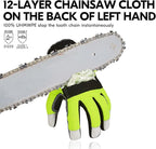 Vgo... 1Pair Chainsaw Gloves, 12-Layer Chainsaw Protection on Left Hand Back,Goat leather Work Gloves, Mechanic Gloves