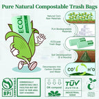 ECOLipak 33 Gallon Compostable Trash Garbage Bags, 25 Count (1 Roll) Biodegradable Heavy Duty Large Outdoor Trash Bags for Lawn/Yard, US BPI ASTM D6400 and OK Compost Home Certified