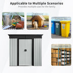 6X5 FT Outdoor Storage Shed, Waterproof Metal Garden Sheds with Lockable Door, Steel Tool Storage Buildings Shed & Outdoor Storage House for Garden, Backyard, Patio, Lawn, Trash Cans(White + Black)