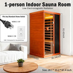 RIGO Home Far-Infrared Sauna Cabin 530W Single-Person Indoor Sauna Cabin, LoElectromagnetic Radiation Dry SaunaDimensions: 28.74 × 35.24 × 61.61 inches