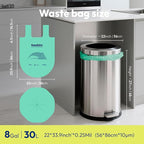 8 Gallon 160 Counts Small Green Trash Bags with Handle, Ocean Fishing Nets Upcycling, Sage & Sea Salt Scented, Plastic Garbage Bags, Waste Bag for Kitchen, Bathroom, Office and Pets