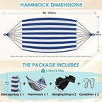 Anyoo Garden Cotton Hammock Comfortable Fabric Hammock with Spreader Bar Sturdy Hammocks Up to 450lbs Portable Lightweight Hammocks with Travel Bag for Camping Outdoor/Indoor Patio Backyard