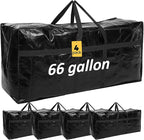4 Pcs 66 Gallon Large Moving Bags with Zipper and Handles Foldable Storage Duffle Bags Heavy Duty Extra Large Totes for College Dorm Travel Clothes Blankets Bedding Moving (Black)