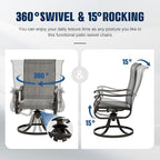 UDPATIO Patio Swivel Dining Chairs Set of 8, Outdoor Swivel Chairs Patio High Back with All Weather Textilene Metal Rocking Frame for Lawn Garden Backyard, Gray White