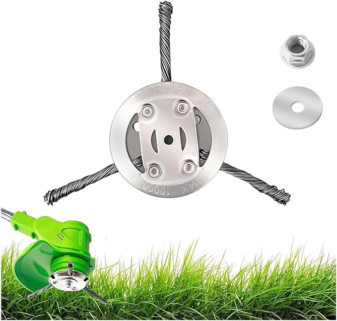6 Inch Steel Wire Rotary Heavy Duty Weed Brush Cutter Wheel Grass String Trimmer Blades Head Universal Metal Wire Weed Eater Trimming Head Replacement Weed Wacker Weedeater Attachments (3 heads - 7in)