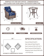 Belord 6" Thick Cushion Outdoor Swivel Rocker Patio Chairs Set of 2,3 Piece Wicker Patio Bistro Set with Side Table and Comfort High Back Outdoor Patio Glider Chair Brown Wicker/Blue Cushion
