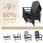 Stackable Adirondack Chairs Set of 6, Space Saving HDPE All-Weather Fire Pit Chair with Cover for Outdoor Lawn Porch Deck
