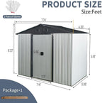 8ft 4ft Outdoor Metal Storage Shed with Sliding Door & Foundation – Durable, Weather -, Lockable for, Tools & Equipment (White + Black) (1 Doors)