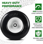 AR-PRO (2-Pack) 13x6.50-6 Flat Free Tire and Wheel - Universal 13x6.5-6 Solid Rubbe Riding Lawn Mower Tire with Rim - With 5.5"-7.8” Centered Hub and 3/4" Bearings extra 5/8" 1/2” Bushings