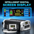 1000 watt Pure sine Wave Inverter, 12V DC to 110V AC Power Inverter, Used for Solar Emergency Power Supply in RV Homes, with 3 AC Output sockets, USB Port, Type-C Port, Remote Control with LCD Screen