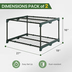 EAGLE PEAK Greenhouse Shelving Staging Double 2 Tier, Outdoor/Indoor Plant Shelves, 27"x19"x16", Green