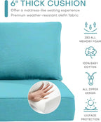 Luxury 24x24x6 Inch Outdoor Cushions for 5 Peice Patio Furniture Set - Set of 5 Water-Resistant Pillow for Dining Rocking Swivel Chairs Loveseat Couch Sectional Sofa - Turquoise