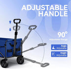Collapsible Folding Wagon, Heavy Duty Foldable Cart with Wheel, Lightweight Utility Grocery Carts with 200lbs Weight Capacity for Garden, Beach, Camping Sports, Fishing (Royal Blue)